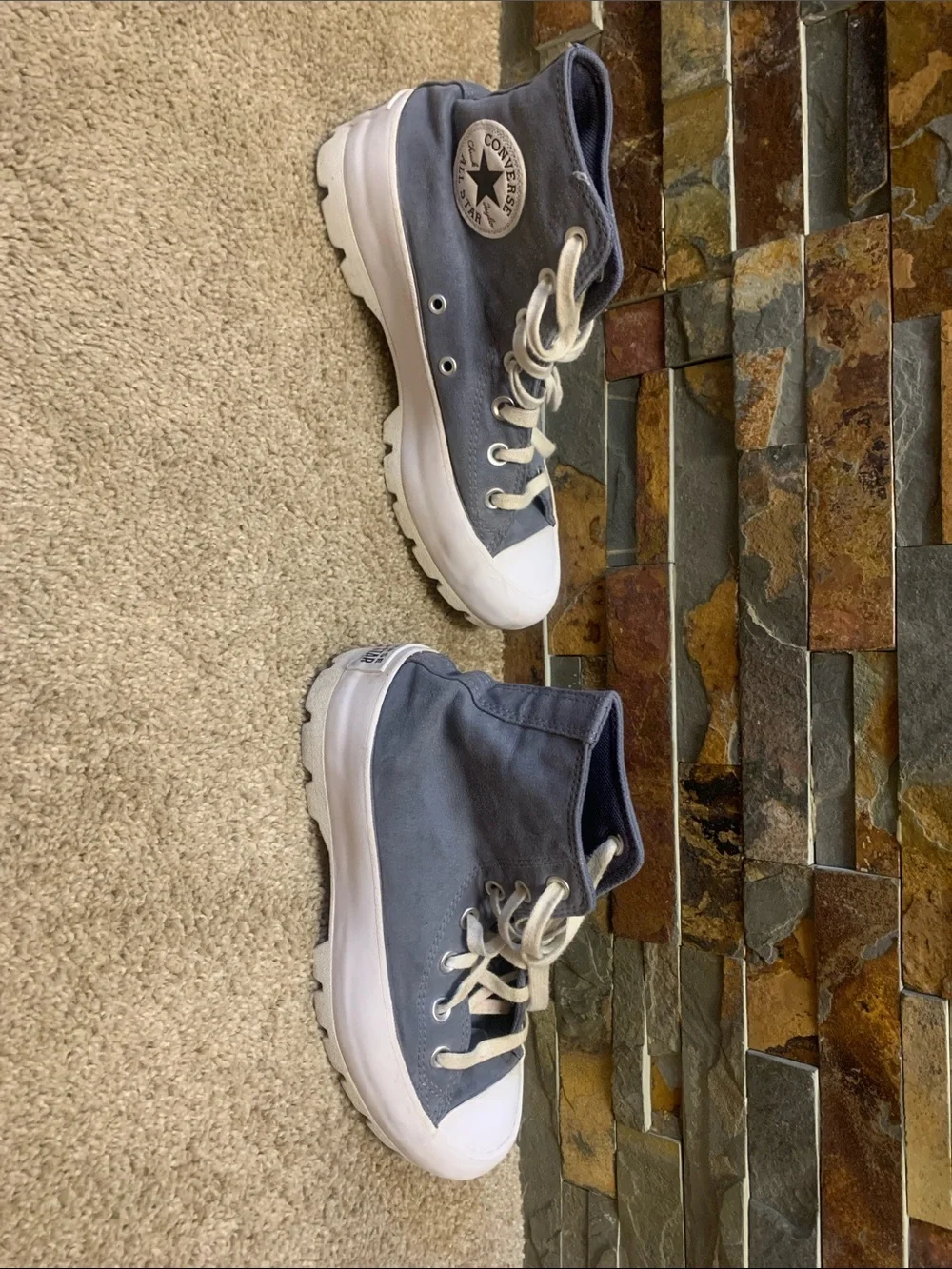 Converse 7 Blue High-Top Sneakers with White Toe